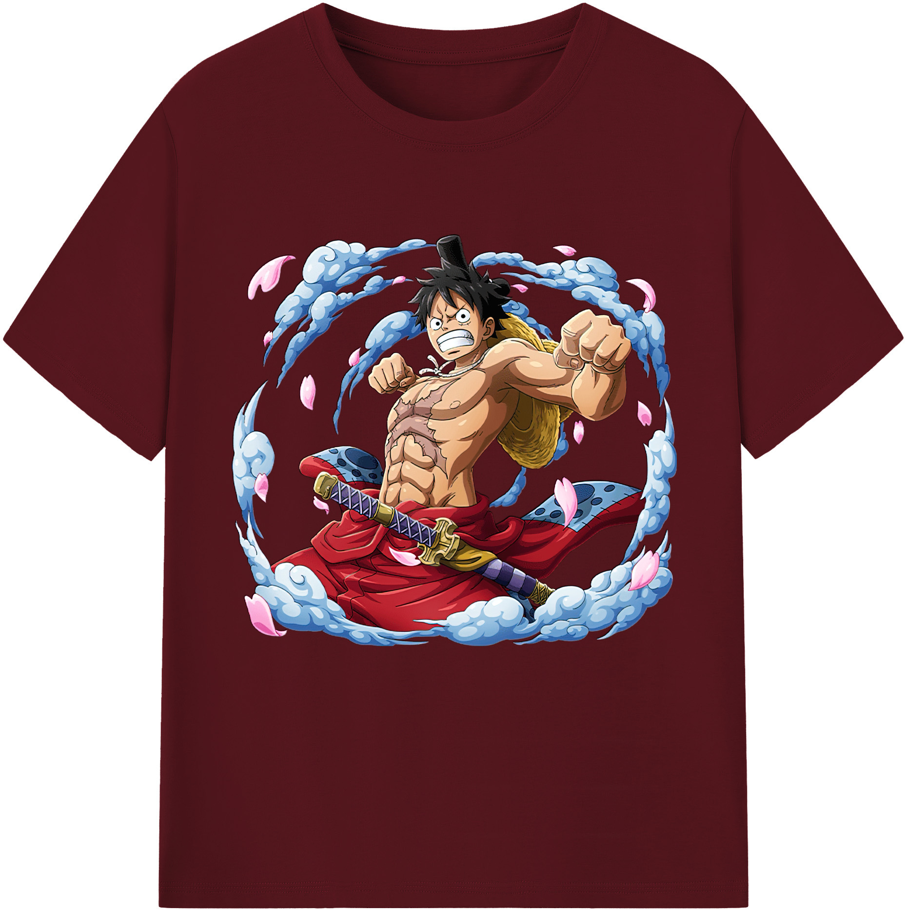 ワンピース モンキー・D・ルフィ ONE PIECE Monkey D. Luffy 綿100％半袖Tシャツ（フロントプリント）
